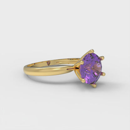 1.5 cttw Simulated Alexandrite Solitaire  Engagement Ring - Solid Gold (Round Cut,7.5mm)