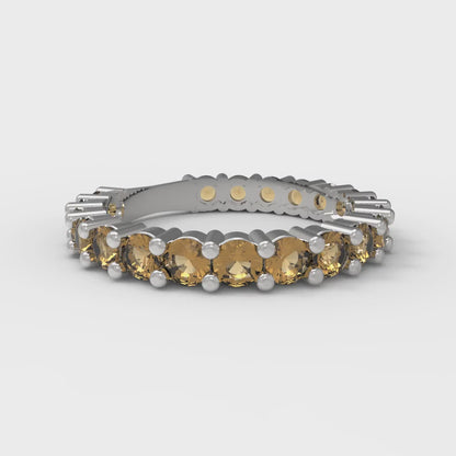 1.26 cttw Simulated Champagne Diamond Round Cut White Gold Eternity Wedding Band