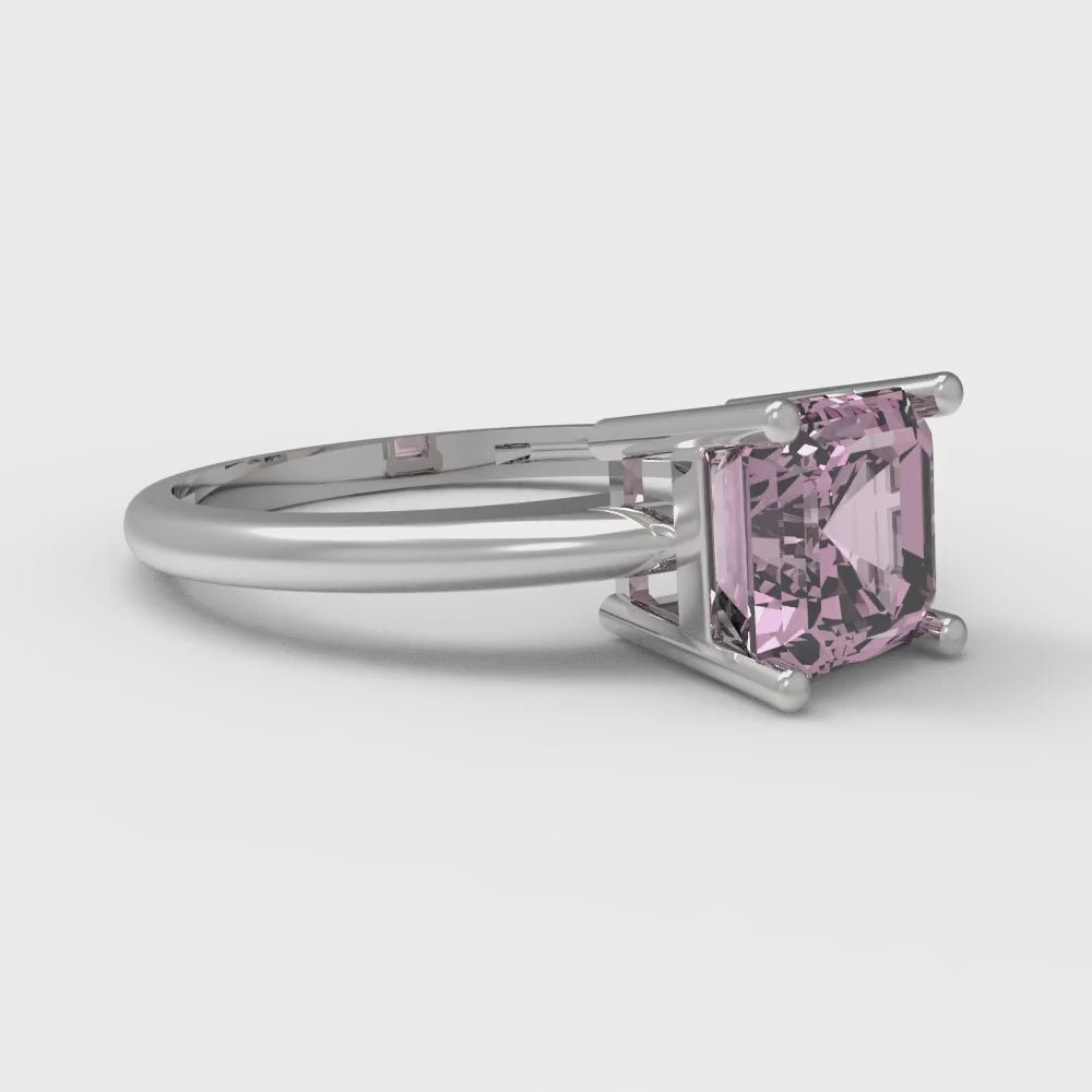 1 cttw Zirconia Simulated Pink Diamond Solitaire  Engagement Ring - Solid Gold (VVS1, Asscher Cut,6mm)
