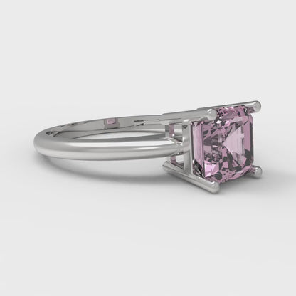 1 cttw Zirconia Simulated Pink Diamond Solitaire  Engagement Ring - Solid Gold (VVS1, Asscher Cut,6mm)