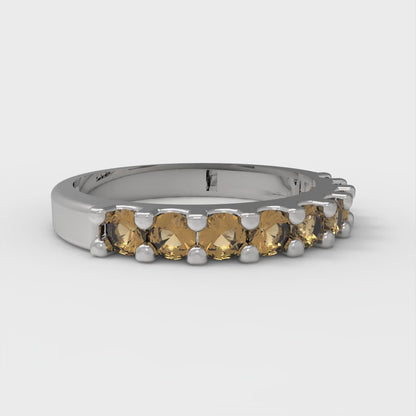 0.63 cttw Simulated Champagne Diamond Round Cut White Gold Eternity Wedding Band
