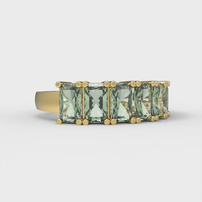 2.61 cttw Simulated Green Diamond Emerald Cut Yellow Gold Eternity Wedding Band