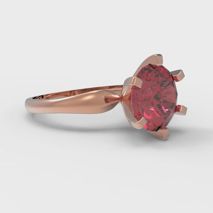 2.5 cttw Simulated Ruby Solitaire  Engagement Ring - Solid Rose Gold (VVS1, Round Cut,8.5mm)