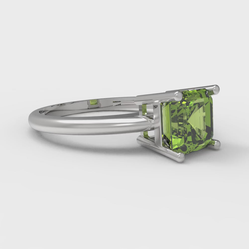 1 cttw Natural Peridot Solitaire  Engagement Ring - Solid Gold (Asscher Cut,6mm)