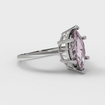 1.5 cttw Zirconia Simulated Pink Diamond Solitaire  Engagement Ring - Solid Gold (VVS1, Marquise Cut ,11x5.5mm)