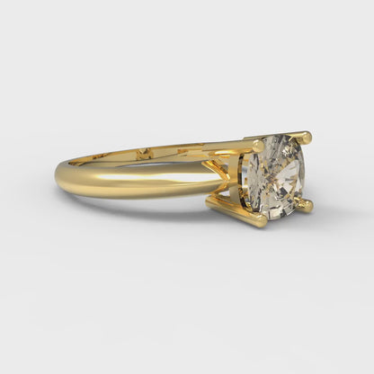1 cttw Natural Morganite Solitaire  Engagement Ring - Solid Yellow Gold (VVS1, Cushion Cut,6mm)