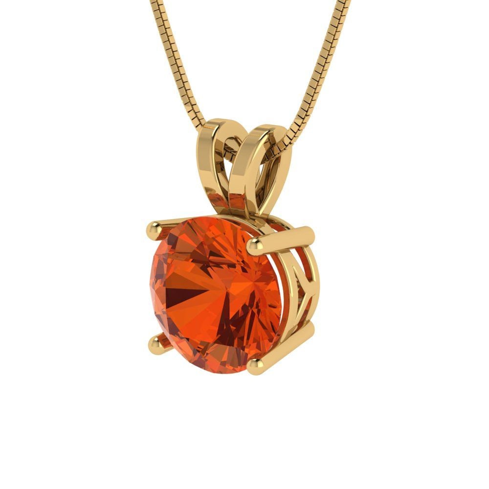 2.5 ct Brilliant Round Cut Solitaire Designer Genuine Flawless VVS1 Red Simulated Diamond 14K 18K Yellow Gold Pendant with 16" Chain