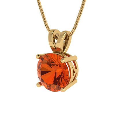 2.5 ct Brilliant Round Cut Solitaire Designer Genuine Flawless VVS1 Red Simulated Diamond 14K 18K Yellow Gold Pendant with 16" Chain