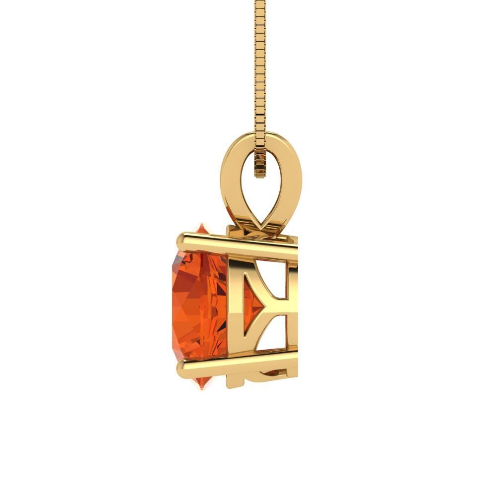 2.5 ct Brilliant Round Cut Solitaire Designer Genuine Flawless VVS1 Red Simulated Diamond 14K 18K Yellow Gold Pendant with 16" Chain