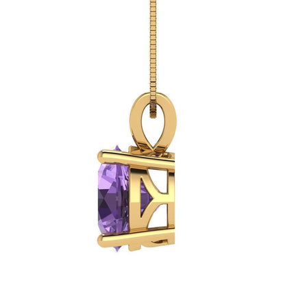 3 ct Brilliant Round Cut Solitaire Designer Genuine Flawless Simulated Alexandrite 14K 18K Yellow Gold Pendant with 18" Chain