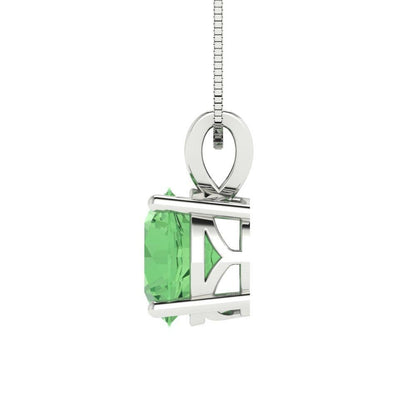 2.5 ct Brilliant Round Cut Solitaire Designer Genuine Flawless Green Simulated Diamond 14K 18K  White Gold Pendant with 18" Chain