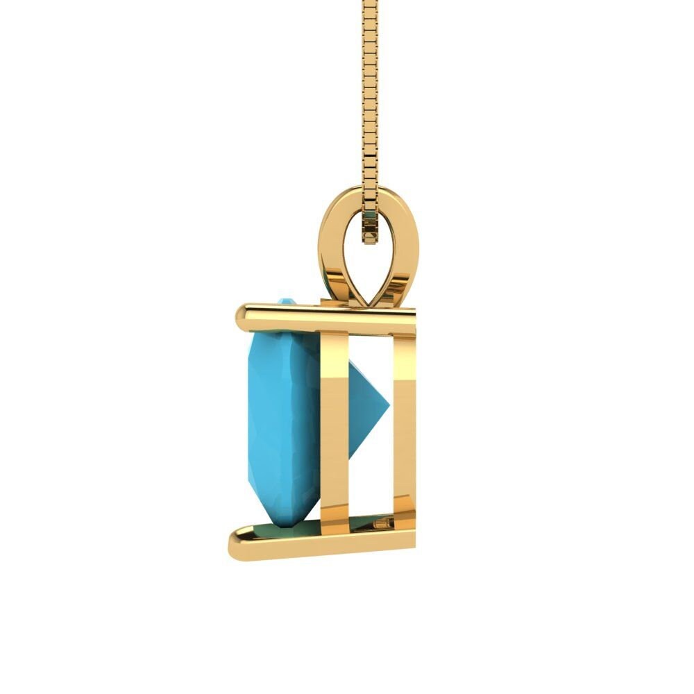 2 ct Brilliant Heart Cut Solitaire Designer Genuine Flawless VVS1 Simulated Turquoise 14K 18K Yellow Gold Pendant with 16" Chain