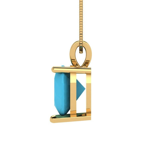 2 ct Brilliant Heart Cut Solitaire Designer Genuine Flawless VVS1 Simulated Turquoise 14K 18K Yellow Gold Pendant with 16" Chain