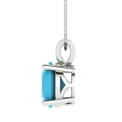 3 ct Brilliant Round Cut Solitaire Designer Genuine Flawless VVS1 Simulated Turquoise 14K 18K White Gold Pendant with 16" Chain