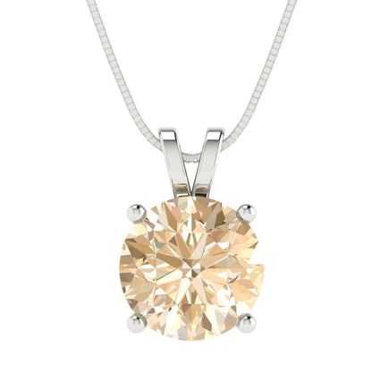 3 ct Brilliant Round Cut Solitaire Designer Genuine Flawless Natural Morganite 14K 18K  White Gold Pendant with 18" Chain