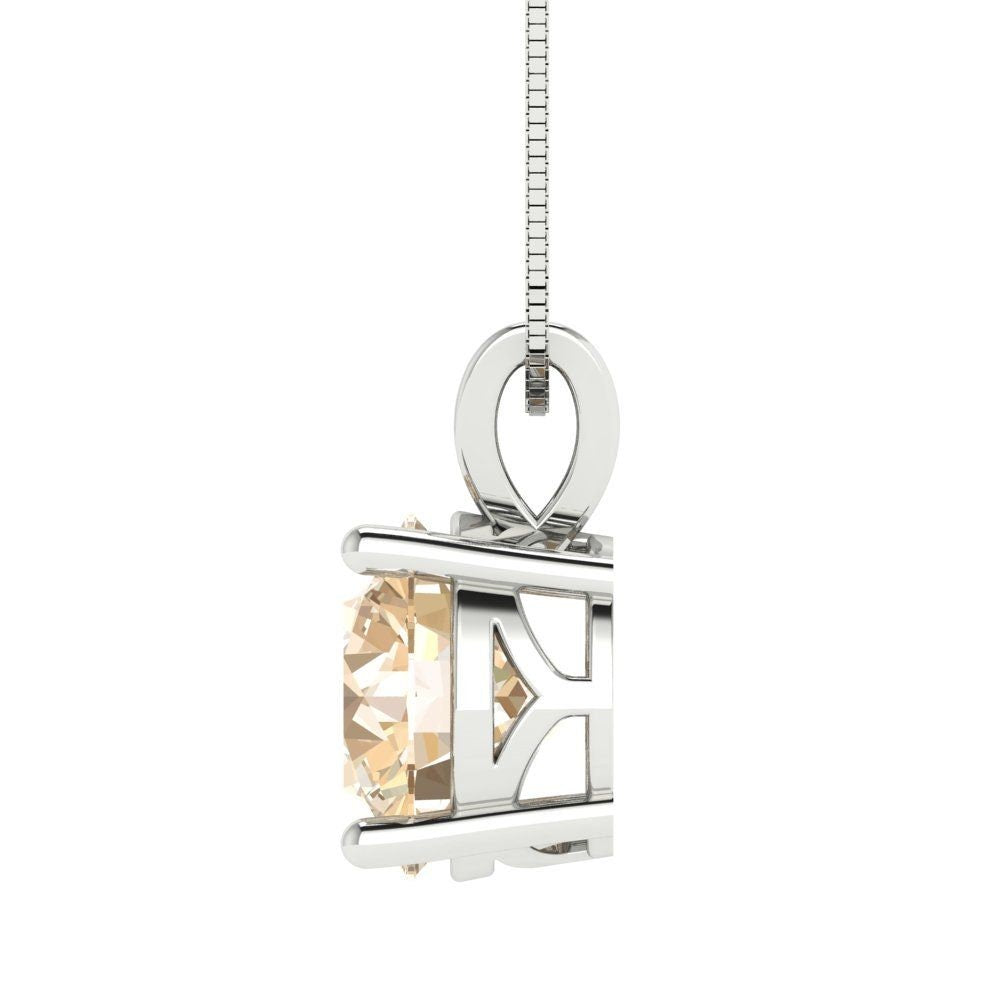 3 ct Brilliant Round Cut Solitaire Designer Genuine Flawless Natural Morganite 14K 18K  White Gold Pendant with 18" Chain