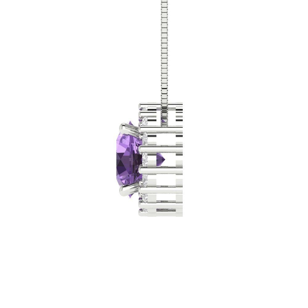 1.3 ct Brilliant Round Cut Halo Designer Genuine Flawless Simulated Alexandrite 14K 18K White Gold Pendant with 16" Chain
