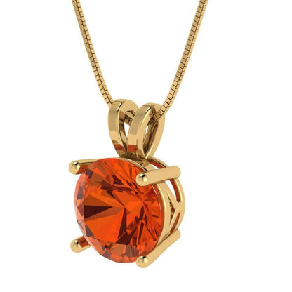 3 ct Brilliant Round Cut Solitaire Designer Genuine Flawless VVS1 Red Simulated Diamond 14K 18K Yellow Gold Pendant with 16" Chain