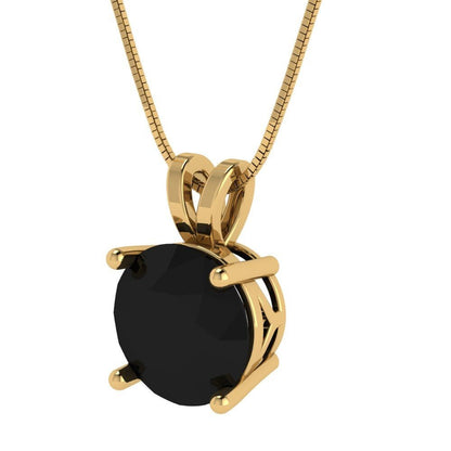 3 ct Brilliant Round Cut Solitaire Designer Genuine Flawless Natural Onyx 14K 18K Yellow Gold Pendant with 18" Chain