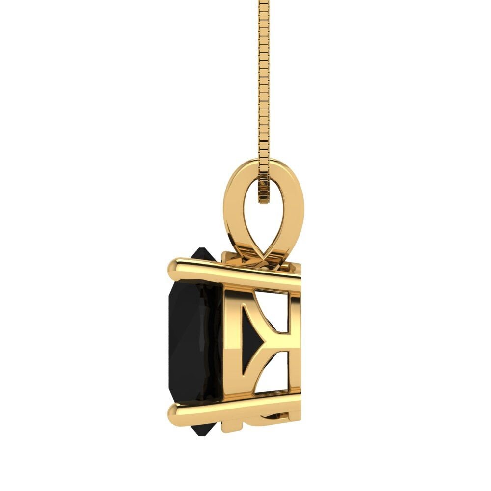 3 ct Brilliant Round Cut Solitaire Designer Genuine Flawless Natural Onyx 14K 18K Yellow Gold Pendant with 18" Chain