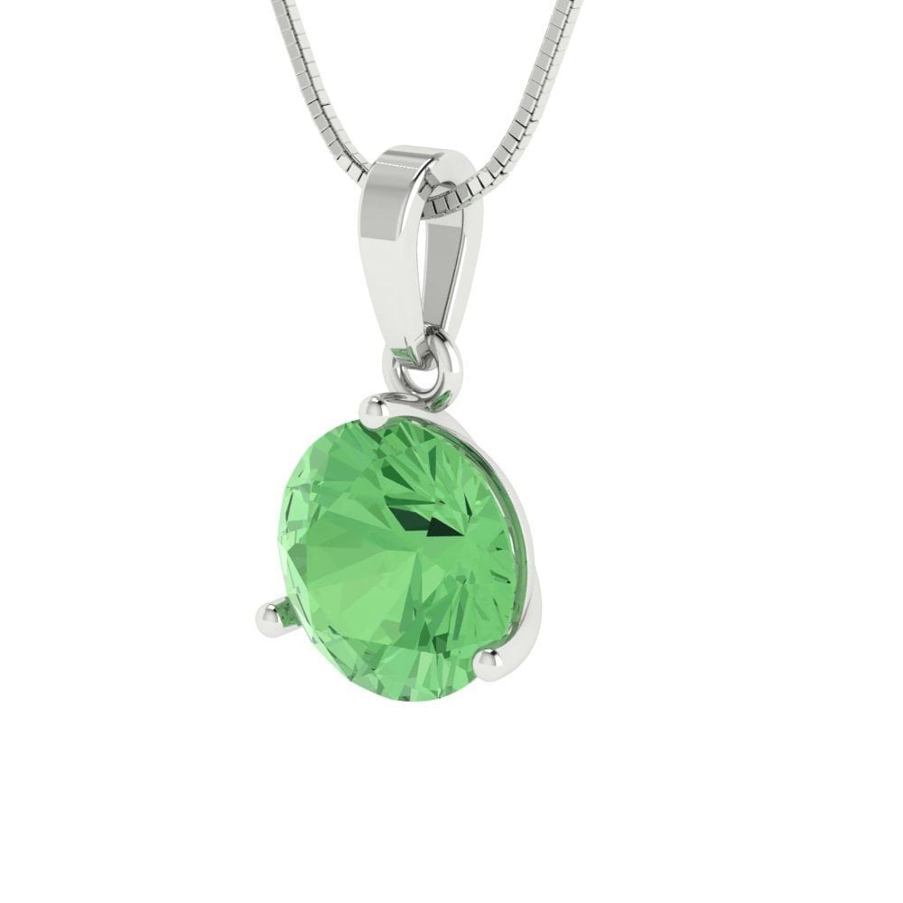 2 ct Brilliant Round Cut Solitaire Designer Genuine Flawless Green Simulated Diamond 14K 18K  White Gold Pendant with 18" Chain