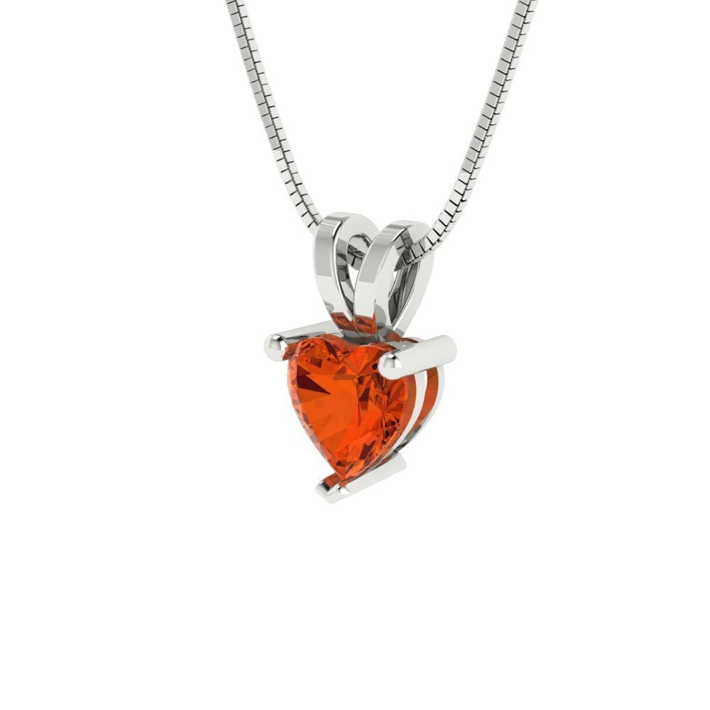 0.5 ct Brilliant Heart Cut Solitaire Designer Genuine Flawless VVS1 Red Simulated Diamond 14K 18K White Gold Pendant with 16" Chain