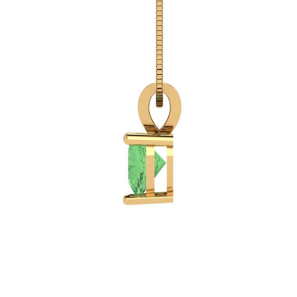 0.5 ct Brilliant Heart Cut Solitaire Designer Genuine Flawless Green Simulated Diamond 14K 18K  Yellow Gold Pendant with 16" Chain