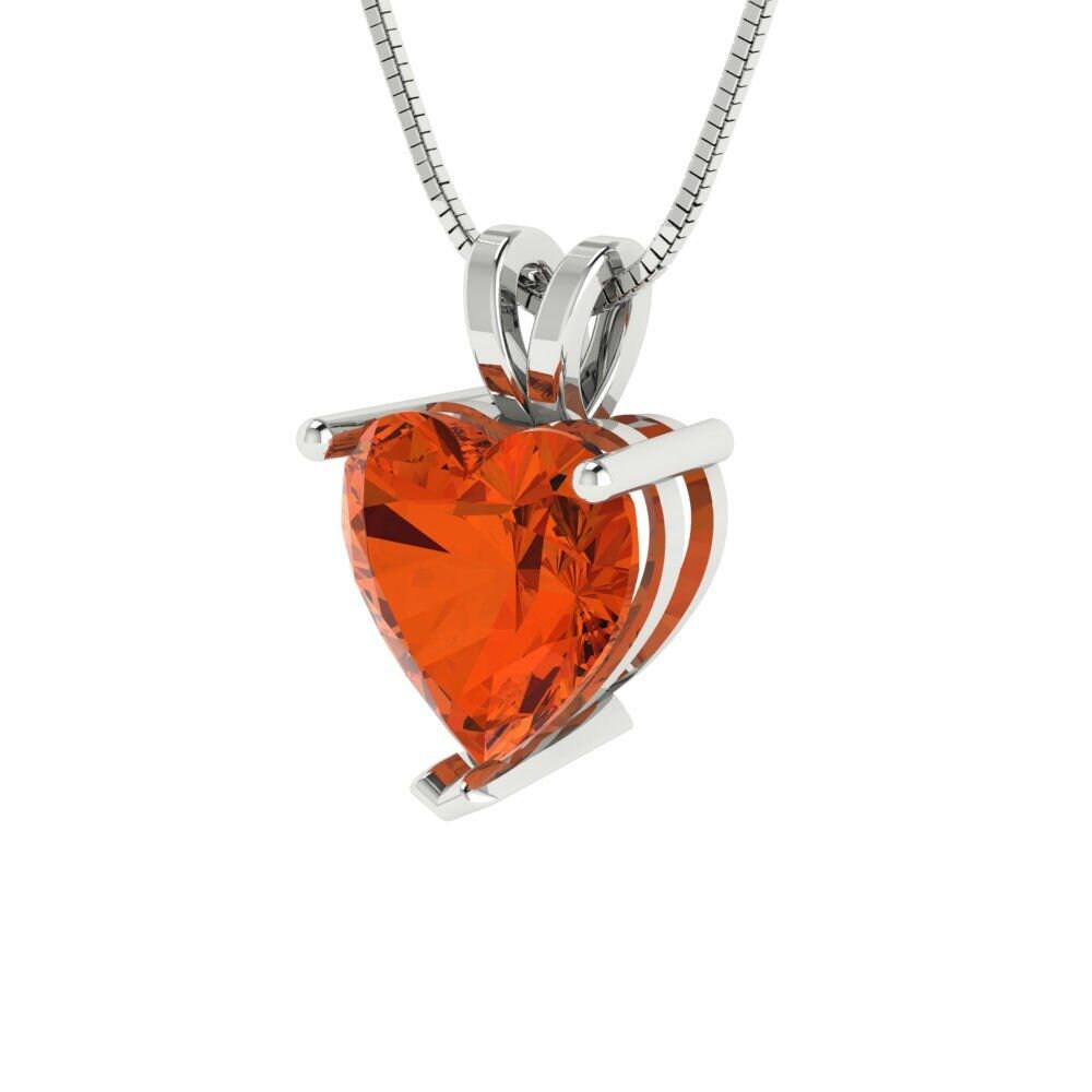 2 ct Brilliant Heart Cut Solitaire Designer Genuine Flawless VVS1 Red Simulated Diamond 14K 18K White Gold Pendant with 16" Chain