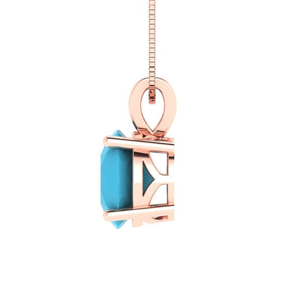 2 ct Brilliant Round Cut Solitaire Designer Genuine Flawless VVS1 Simulated Turquoise 14K 18K Rose Gold Pendant with 18" Chain