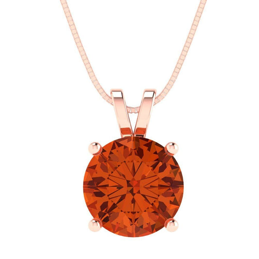 3 ct Brilliant Round Cut Solitaire Designer Genuine Flawless VVS1 Red Simulated Diamond 14K 18K Rose Gold Pendant with 16" Chain