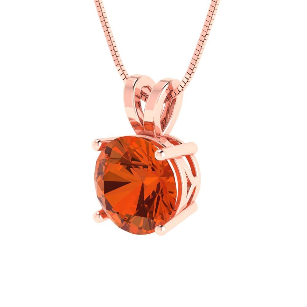 2.5 ct Brilliant Round Cut Solitaire Designer Genuine Flawless VVS1 Red Simulated Diamond 14K 18K Rose Gold Pendant with 18" Chain