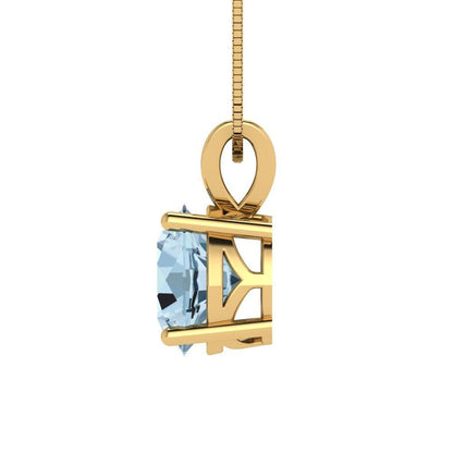 2.5 ct  Round Cut Solitaire Designer Genuine Flawless VVS1 Blue Simulated Diamond 14K 18K Yellow Gold Pendant with 16" Chain
