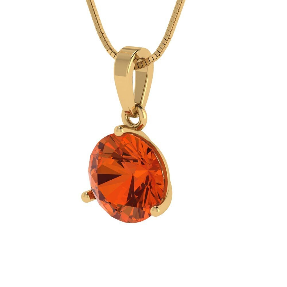 2 ct Brilliant Round Cut Solitaire Designer Genuine Flawless VVS1 Red Simulated Diamond 14K 18K Yellow Gold Pendant with 18" Chain