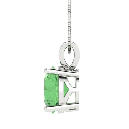 3 ct Brilliant Round Cut Solitaire Designer Genuine Flawless Green Simulated Diamond 14K 18K  White Gold Pendant with 16" Chain