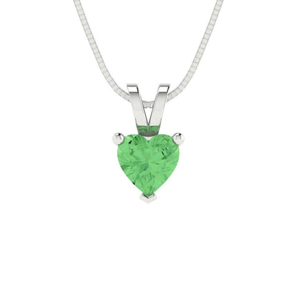 0.5 ct Brilliant Heart Cut Solitaire Designer Genuine Flawless Green Simulated Diamond 14K 18K  White Gold Pendant with 16" Chain