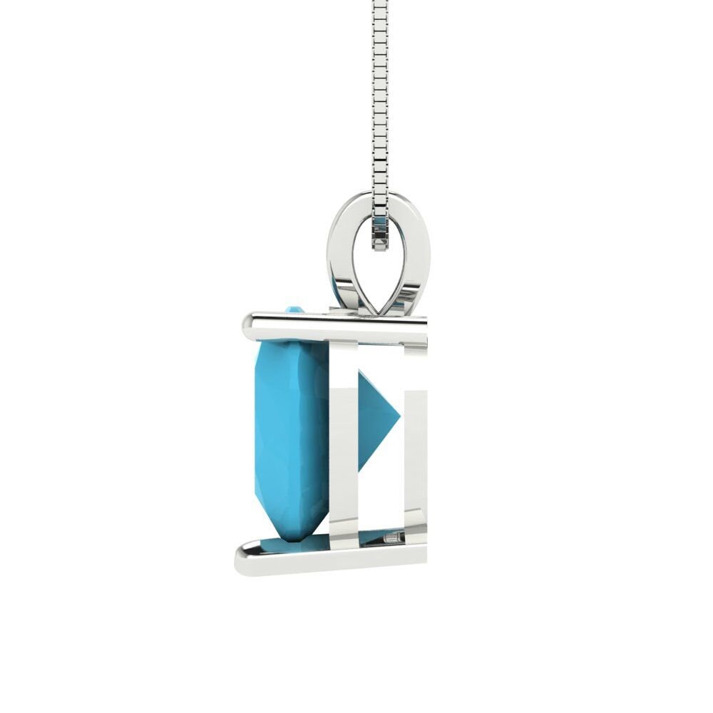2 ct Brilliant Heart Cut Solitaire Designer Genuine Flawless VVS1 Simulated Turquoise 14K 18K White Gold Pendant with 16" Chain