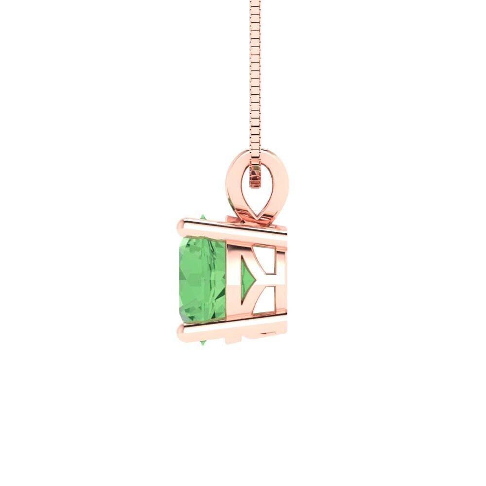 1.0 ct Brilliant Round Cut Solitaire Designer Genuine Flawless Green Simulated Diamond 14K 18K  Rose Gold Pendant with 18" Chain
