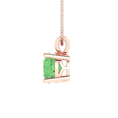 1.0 ct Brilliant Round Cut Solitaire Designer Genuine Flawless Green Simulated Diamond 14K 18K  Rose Gold Pendant with 18" Chain