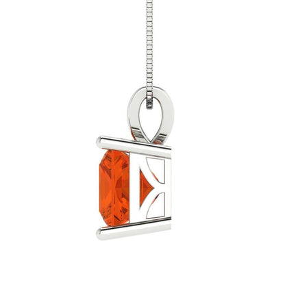 2.50 ct Brilliant Princess Cut Solitaire Designer Genuine Flawless VVS1 Red Simulated Diamond 14K 18K White Gold Pendant with 16" Chain