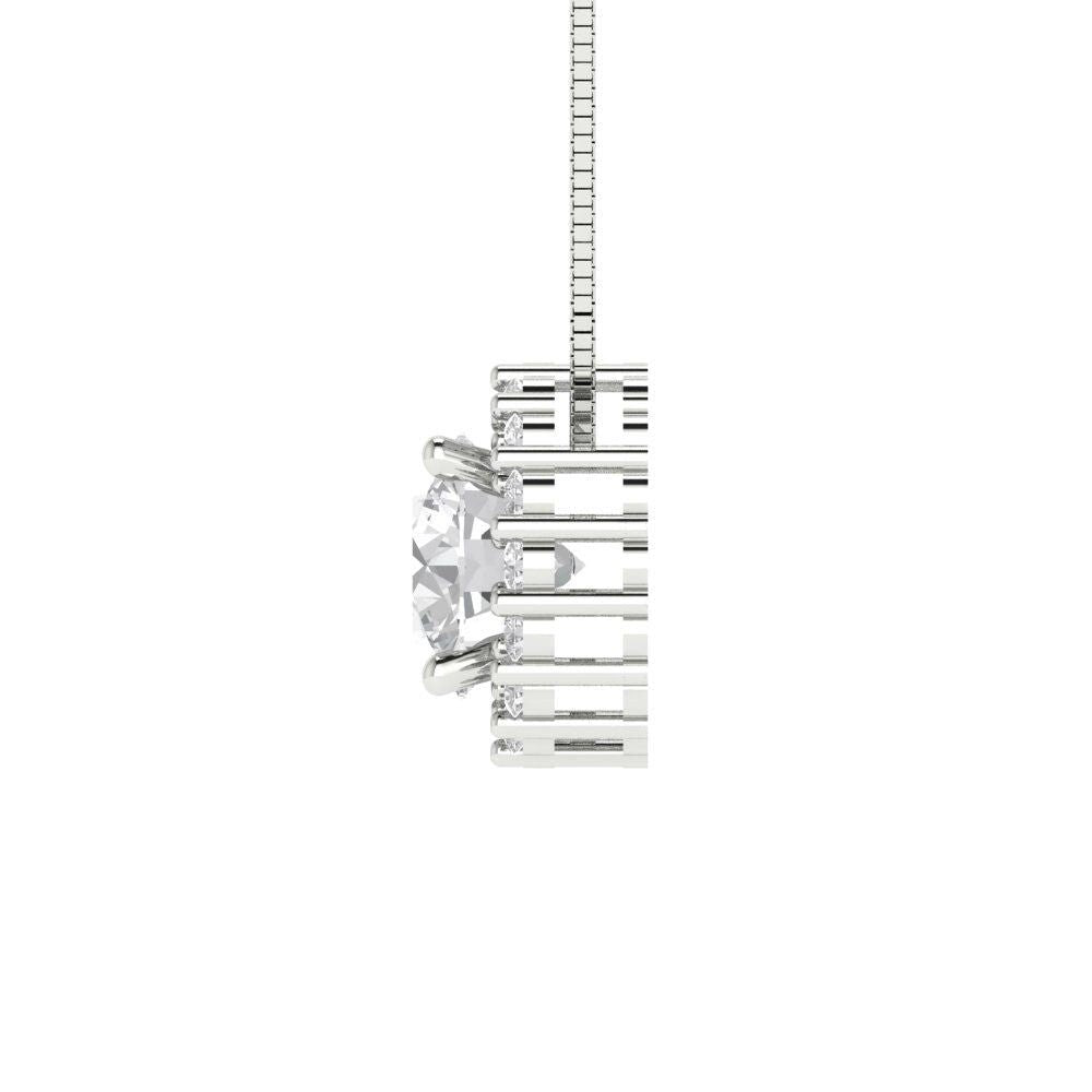 1.3 ct Brilliant Round Cut Halo Designer Genuine Flawless Clear Simulated Diamond 14K 18K White Gold Pendant with 16" Chain