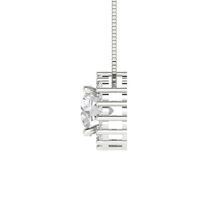 1.3 ct Brilliant Round Cut Halo Designer Genuine Flawless Clear Simulated Diamond 14K 18K White Gold Pendant with 16" Chain