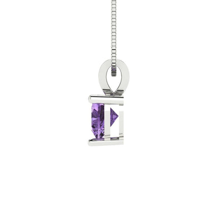 0.5 ct Brilliant Heart Cut Solitaire Designer Genuine Flawless Simulated Alexandrite 14K 18K White Gold Pendant with 16" Chain
