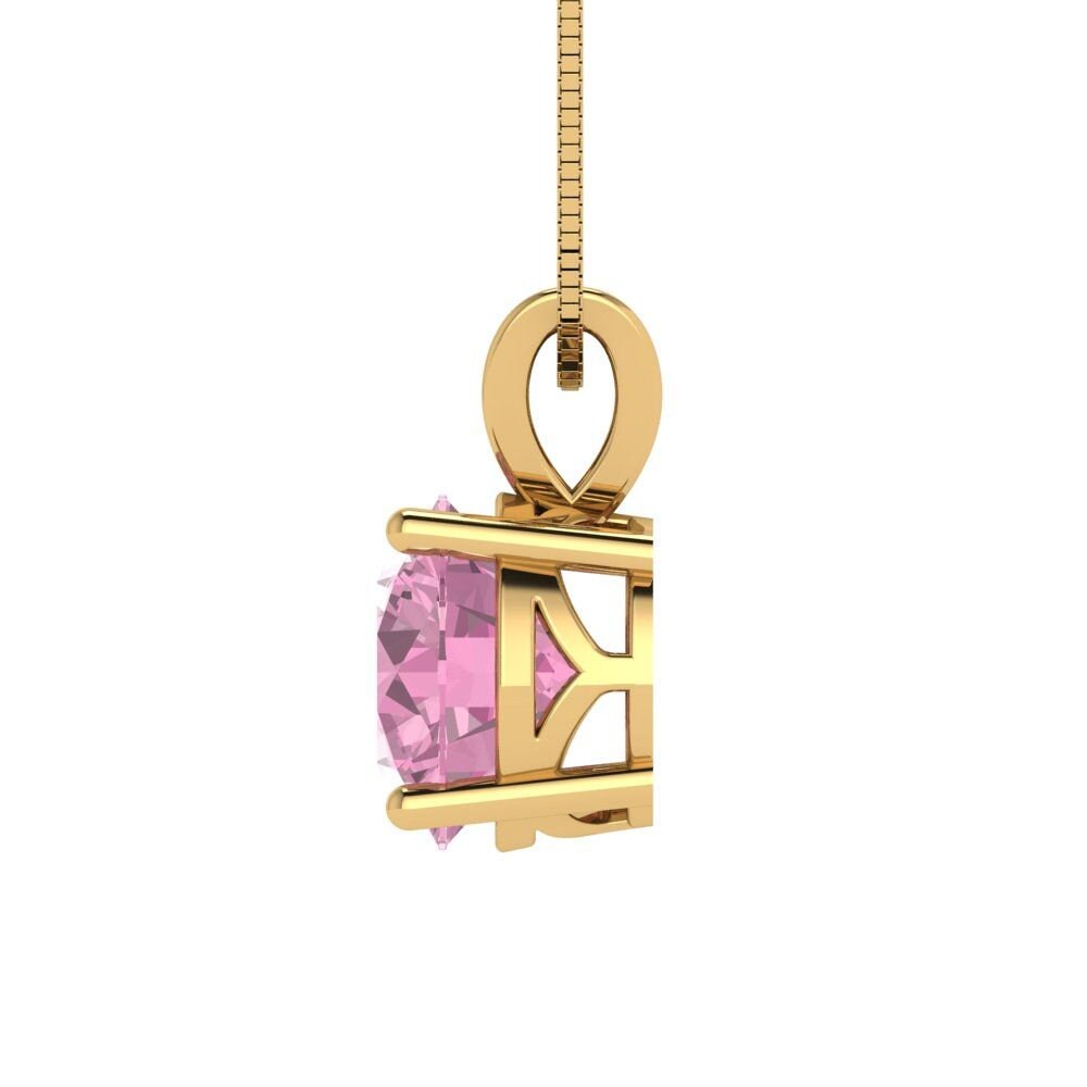 2.5 ct Brilliant Round Cut Solitaire Designer Genuine Flawless VVS1 Pink Simulated Diamond 14K 18K Yellow Gold Pendant with 16" Chain