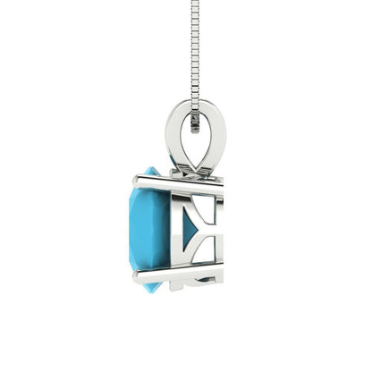 2.5 ct Brilliant Round Cut Solitaire Designer Genuine Flawless VVS1 Simulated Turquoise 14K 18K White Gold Pendant with 16" Chain
