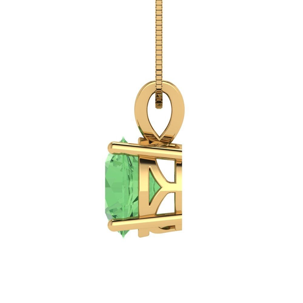 2.5 ct Brilliant Round Cut Solitaire Designer Genuine Flawless Green Simulated Diamond 14K 18K  Yellow Gold Pendant with 16" Chain
