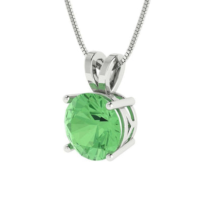 2.5 ct Brilliant Round Cut Solitaire Designer Genuine Flawless Green Simulated Diamond 14K 18K  White Gold Pendant with 18" Chain