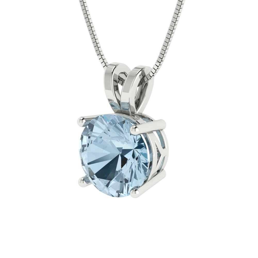 2.5 ct  Round Cut Solitaire Designer Genuine Flawless VVS1 Blue Simulated Diamond 14K 18K White Gold Pendant with 16" Chain