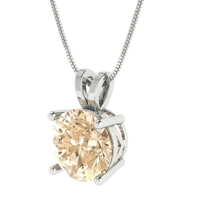 3 ct Brilliant Round Cut Solitaire Designer Genuine Flawless Natural Morganite 14K 18K  White Gold Pendant with 18" Chain