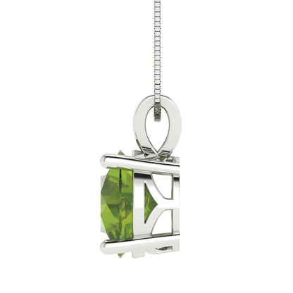 3 ct Brilliant Round Cut Solitaire Designer Genuine Flawless Natural Peridot 14K 18K  White Gold Pendant with 18" Chain