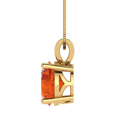 3 ct Brilliant Round Cut Solitaire Designer Genuine Flawless VVS1 Red Simulated Diamond 14K 18K Yellow Gold Pendant with 16" Chain